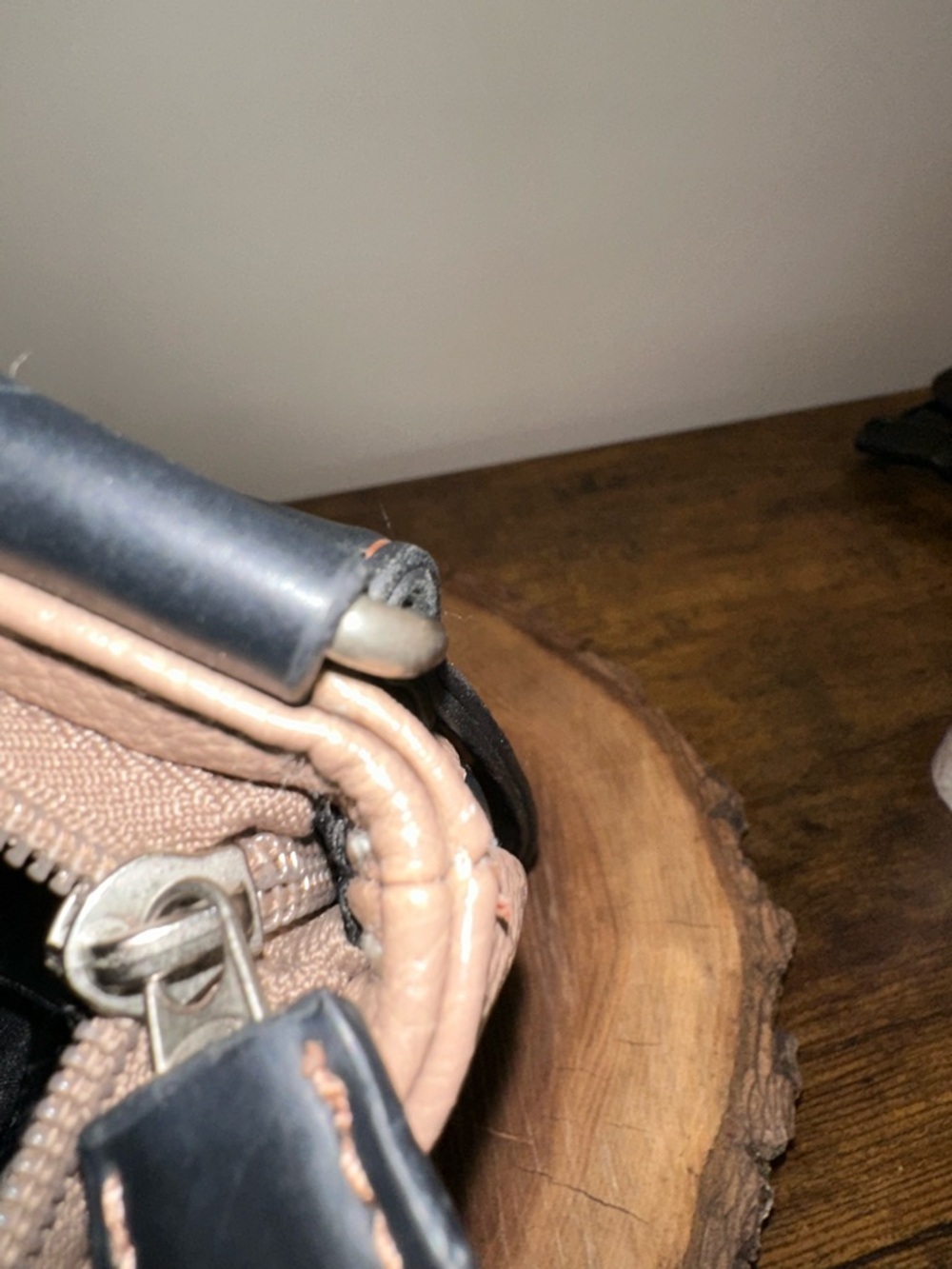 Taupe Crossbody Bag with Black Trim and Adjustable Strap - Picture 10 of 13